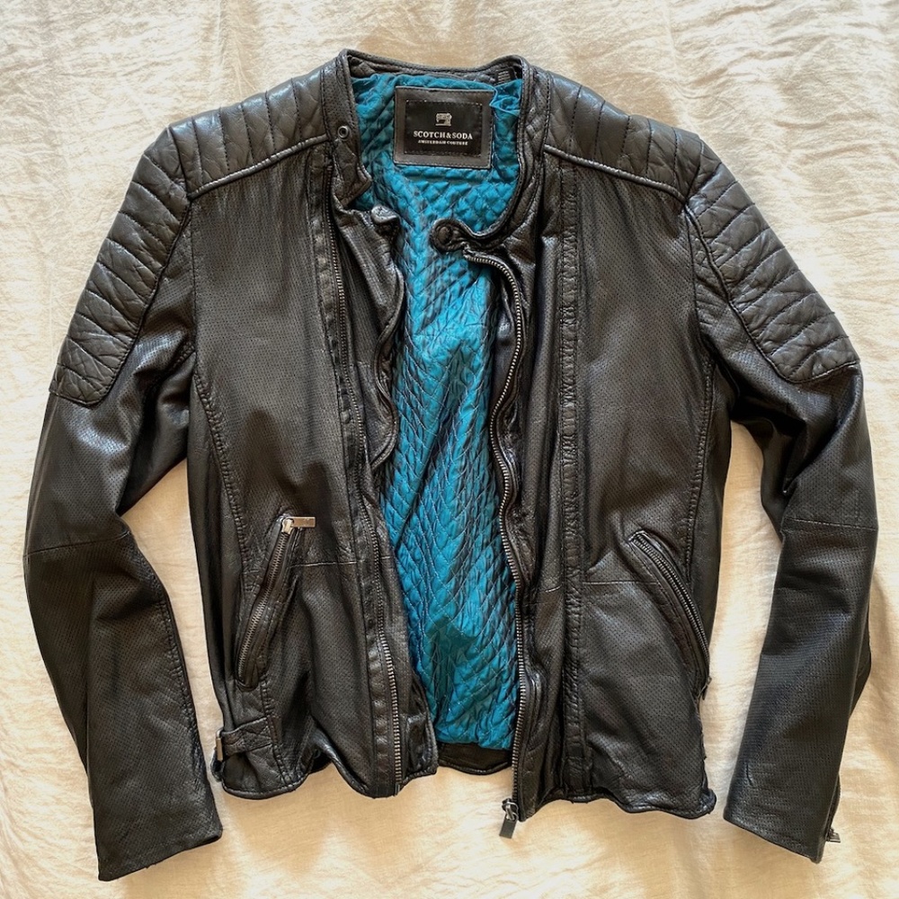 Scotch & Soda Leather Jacket - Biker / Moto Style - Mens M